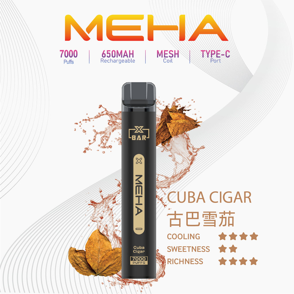 魅嗨MEHA X BAR 7000口小黑條一次性 拋棄式電子煙·續航持久·多種口味