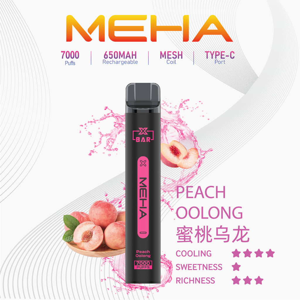 魅嗨MEHA X BAR 7000口小黑條一次性 拋棄式電子煙·續航持久·多種口味