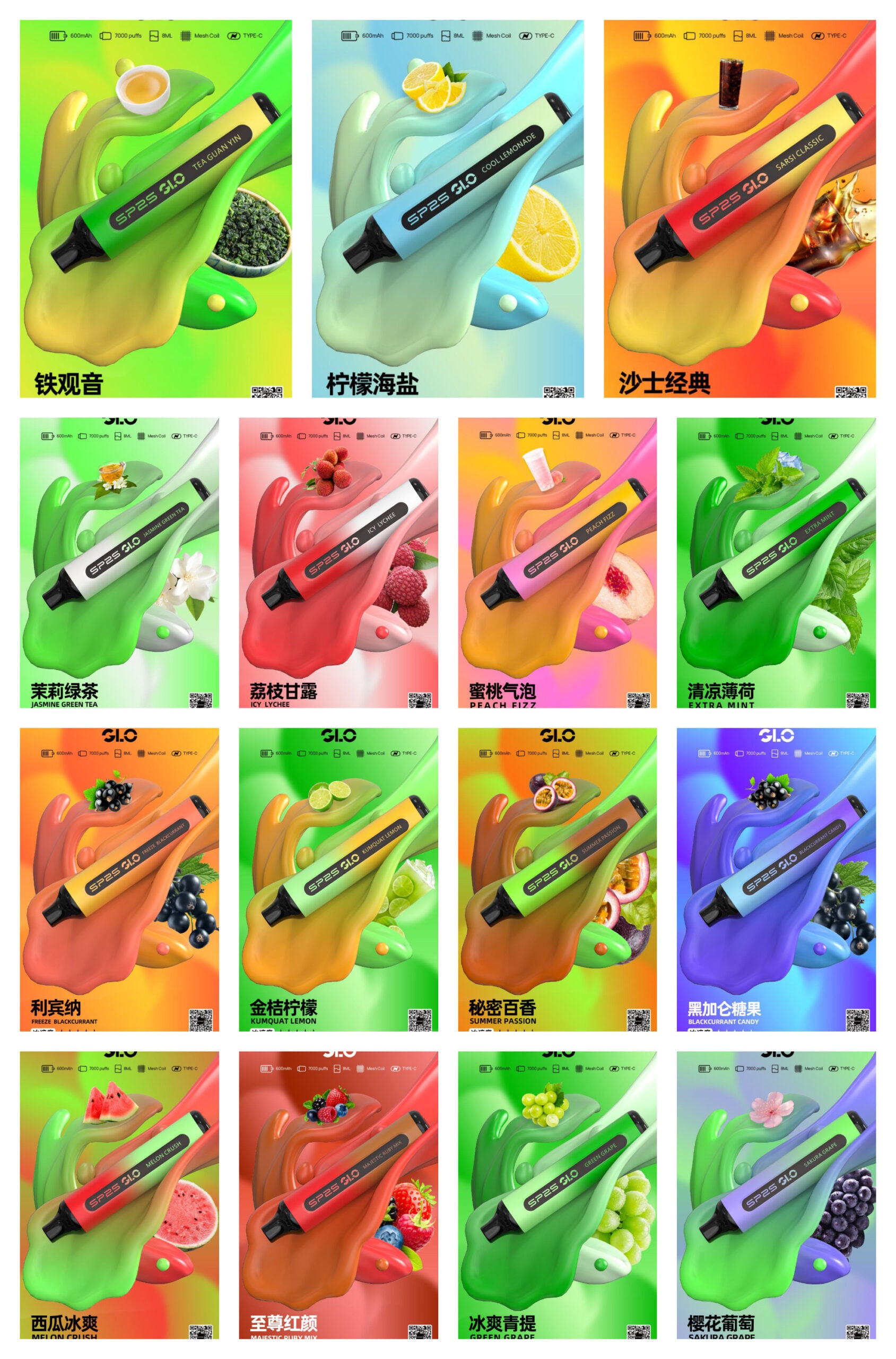 全新上線 sp2s glo 7000口一次性電子煙 持久續航・大煙量體驗